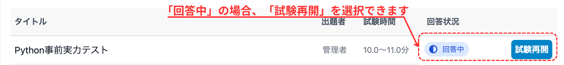 試験終了